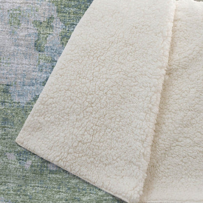 50" X 70" Green Teal And Beige Abstract Plush Throw Blanket HomeRoots