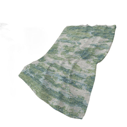 50" X 70" Green Teal And Beige Abstract Plush Throw Blanket HomeRoots