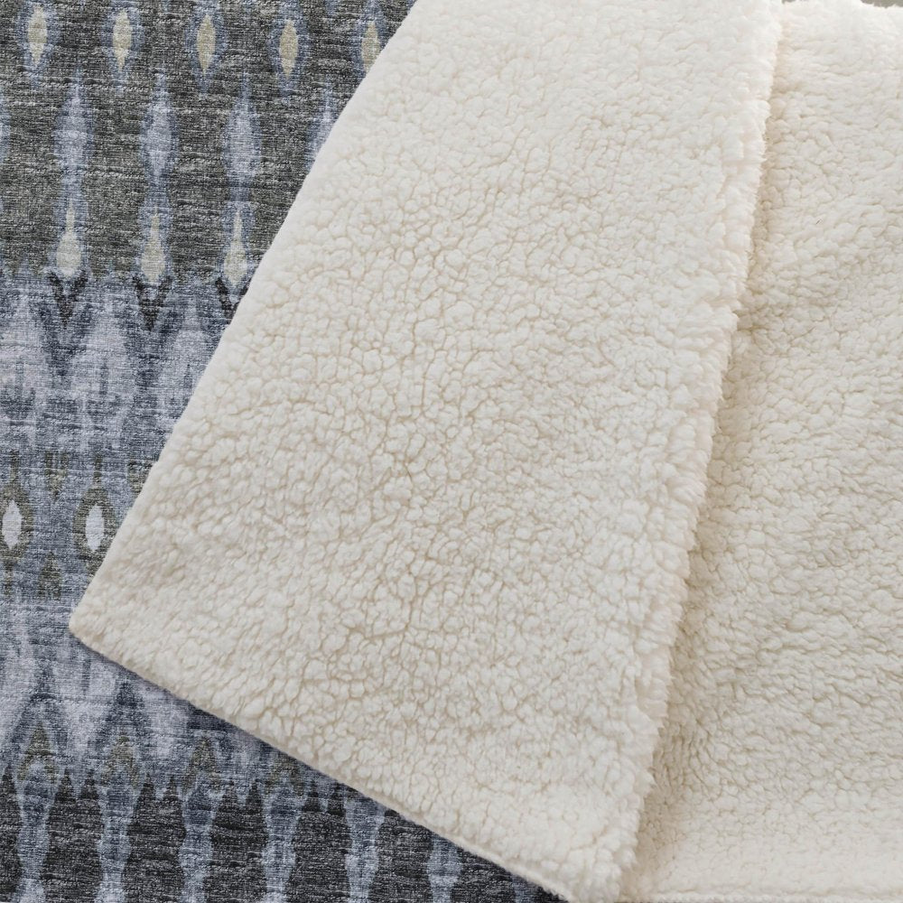 50" X 70" Gray And Charcoal Geometric Plush Throw Blanket HomeRoots