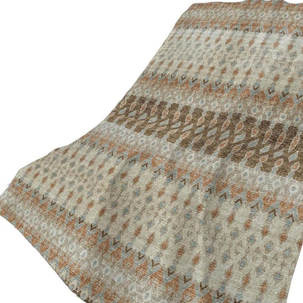 50" X 70" Chocolate Beige And Blue Geometric Plush Throw Blanket HomeRoots