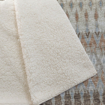 50" X 70" Chocolate Beige And Blue Geometric Plush Throw Blanket HomeRoots