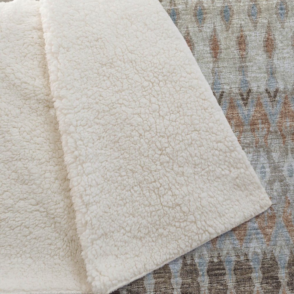 50" X 70" Chocolate Beige And Blue Geometric Plush Throw Blanket HomeRoots