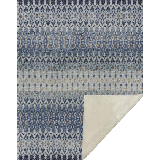 50" X 70" Blue And Orange Geometric Microfiber Plush Throw Blanket HomeRoots