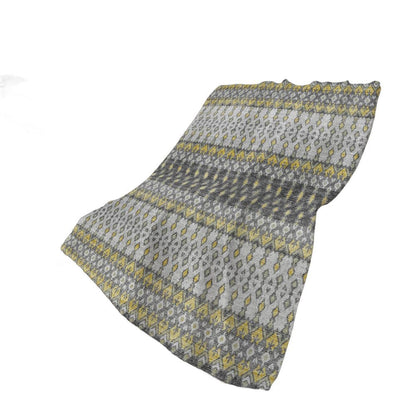 50" X 70" Gray And Gold Geometric Plush Throw Blanket HomeRoots