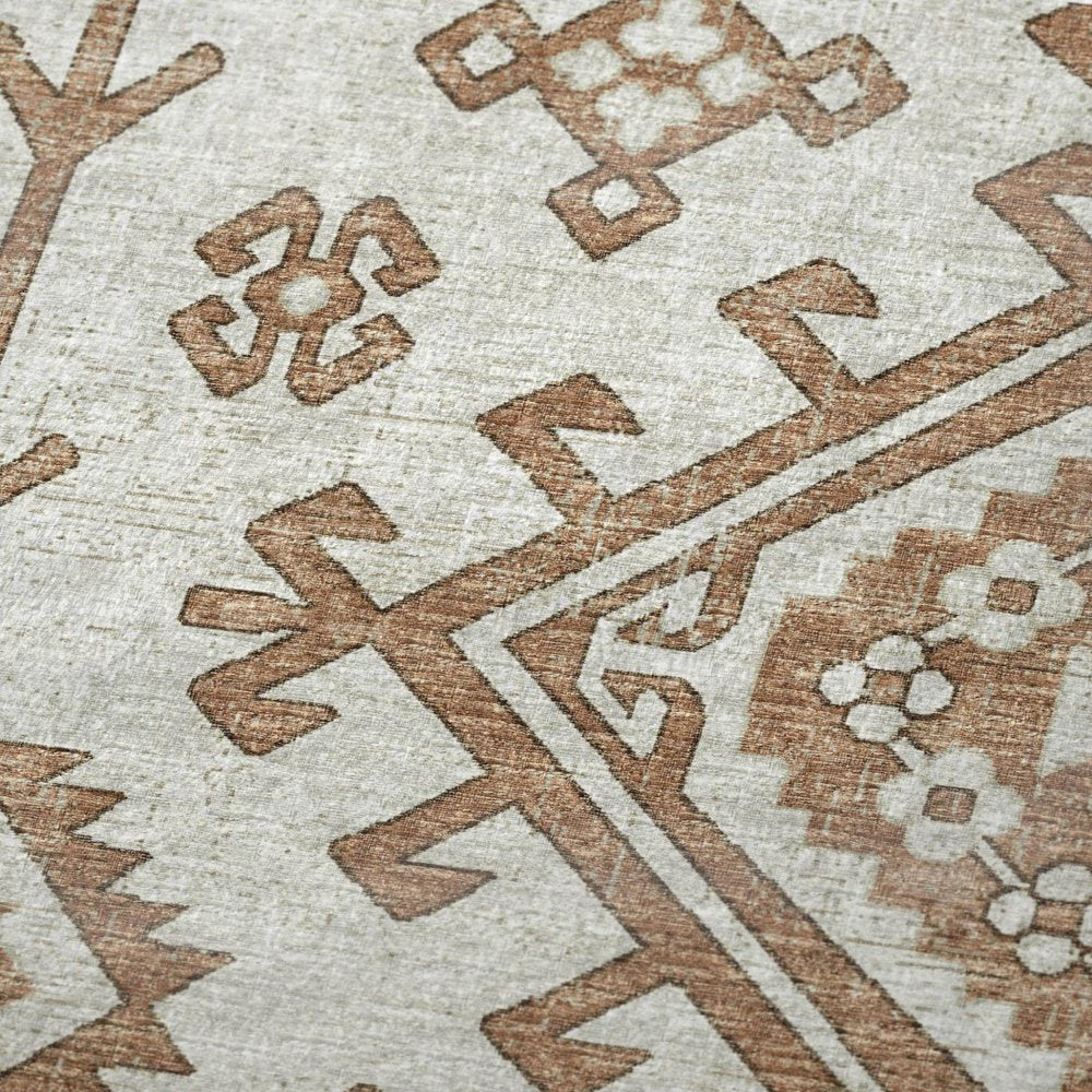 50" X 70" Beige And Chocolate Southwestern Polyester Woven Plush Throw Blanket HomeRoots