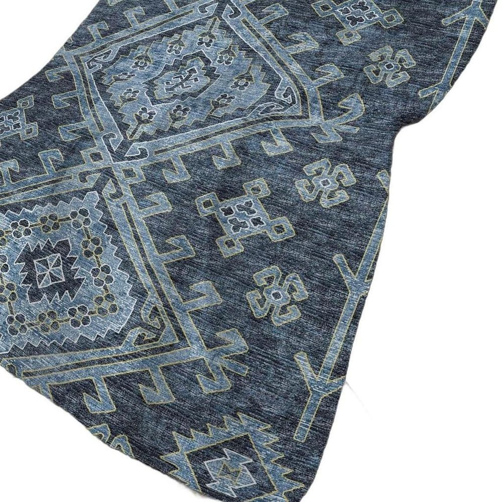 50" X 70" Blue And Teal Southwestern Polyester Woven Plush Throw Blanket HomeRoots