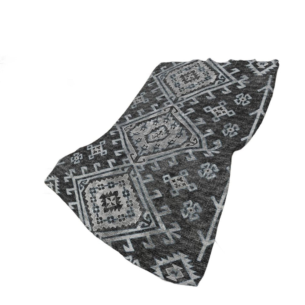 50" X 70" Charcoal And Gray Southwestern Polyester Woven Plush Throw Blanket HomeRoots
