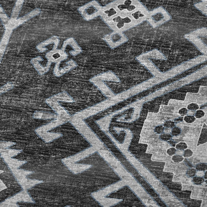 50" X 70" Charcoal And Gray Southwestern Polyester Woven Plush Throw Blanket HomeRoots