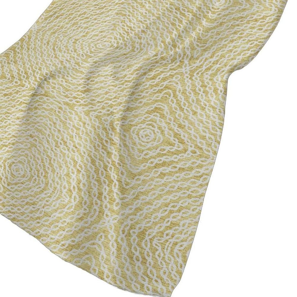 50" X 70" Yellow And Beige Abstract Polyester Woven Plush Throw Blanket HomeRoots