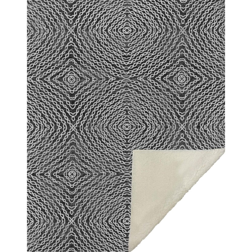 50" X 70" Charcoal And Ivory Abstract Microfiber Plush Throw Blanket HomeRoots