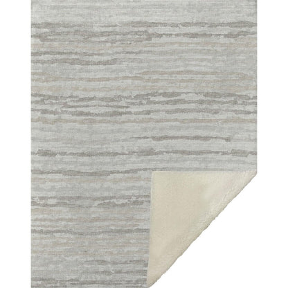 50" X 70" Ivory And Taupe Striped Microfiber Plush Throw Blanket HomeRoots