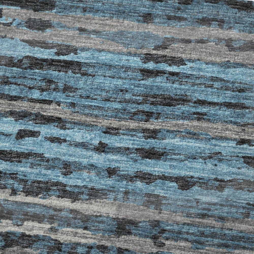 50" X 70" Blue And Charcoal Striped Microfiber Plush Throw Blanket HomeRoots