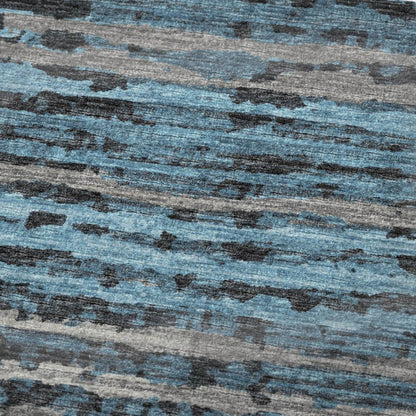 50" X 70" Blue And Charcoal Striped Microfiber Plush Throw Blanket HomeRoots