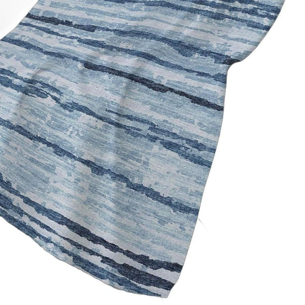50" X 70" Blue And Ivory Striped Polyester Woven Plush Throw Blanket HomeRoots