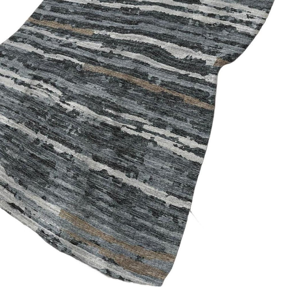 50" X 70" Charcoal And Gray Striped Plush Throw Blanket HomeRoots
