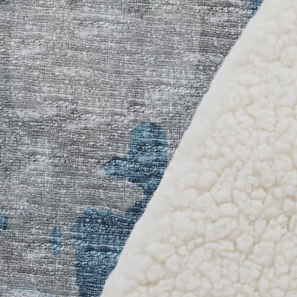 50" X 70" Gray And Blue Abstract Polyester Woven Plush Throw Blanket HomeRoots