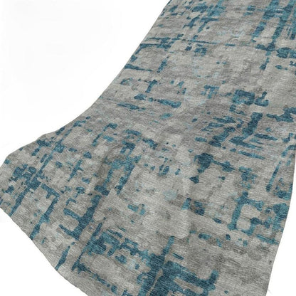 50" X 70" Gray And Blue Abstract Polyester Woven Plush Throw Blanket HomeRoots