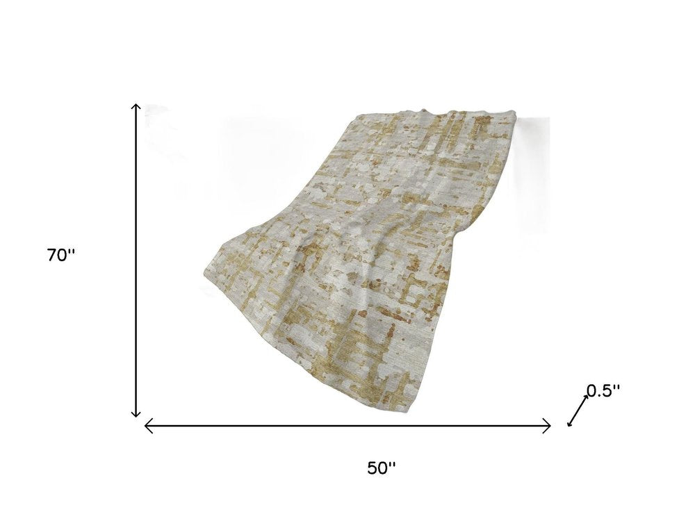 50" X 70" Coffee And Beige Abstract Polyester Woven Plush Throw Blanket HomeRoots