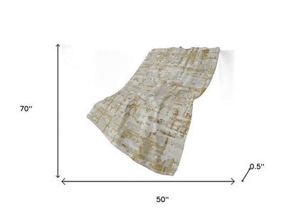 50" X 70" Coffee And Beige Abstract Polyester Woven Plush Throw Blanket HomeRoots