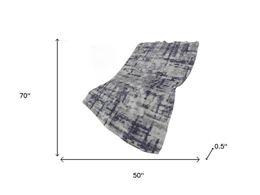 50" X 70" Purple And Gray Abstract Plush Throw Blanket HomeRoots