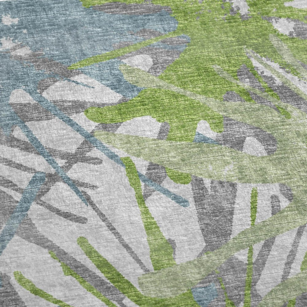 50" X 70" Green Teal And Gray Abstract Polyester Woven Plush Throw Blanket HomeRoots