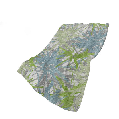 50" X 70" Green Teal And Gray Abstract Polyester Woven Plush Throw Blanket HomeRoots