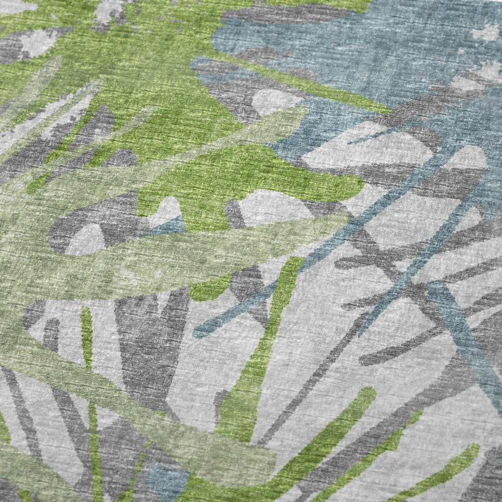 50" X 70" Green Teal And Gray Abstract Polyester Woven Plush Throw Blanket HomeRoots