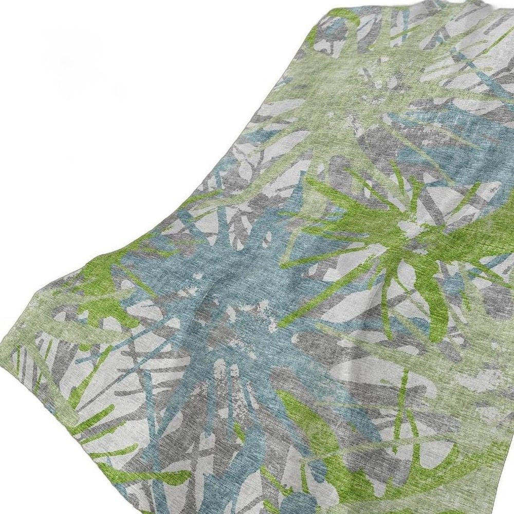 50" X 70" Green Teal And Gray Abstract Polyester Woven Plush Throw Blanket HomeRoots