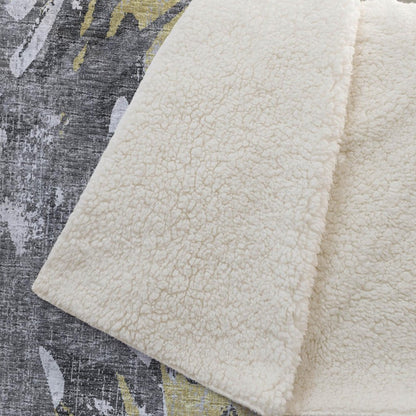 50" X 70" Gold And Gray Abstract Polyester Woven Plush Throw Blanket HomeRoots