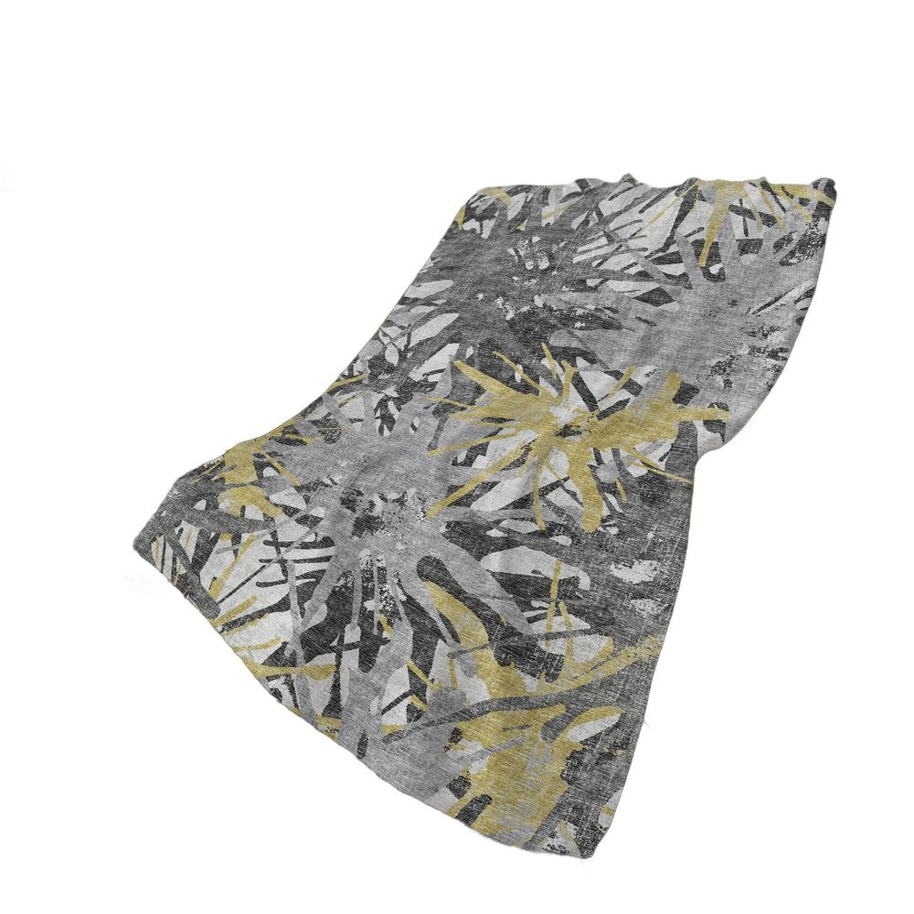 50" X 70" Gold And Gray Abstract Polyester Woven Plush Throw Blanket HomeRoots