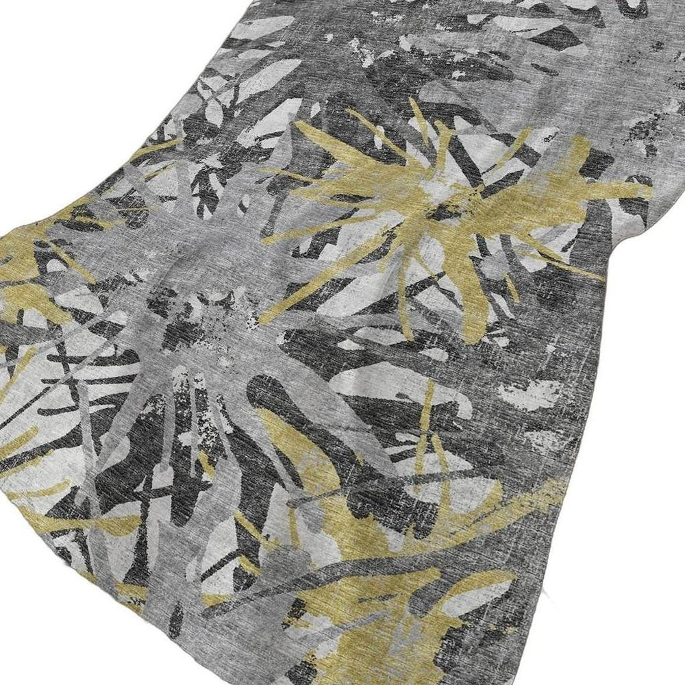 50" X 70" Gold And Gray Abstract Polyester Woven Plush Throw Blanket HomeRoots