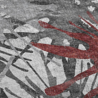 50" X 70" Red And Gray Abstract Polyester Woven Plush Throw Blanket HomeRoots