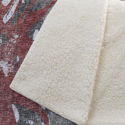 50" X 70" Red And Gray Abstract Polyester Woven Plush Throw Blanket HomeRoots