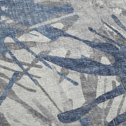 50" X 70" Blue And Gray Abstract Polyester Woven Plush Throw Blanket HomeRoots