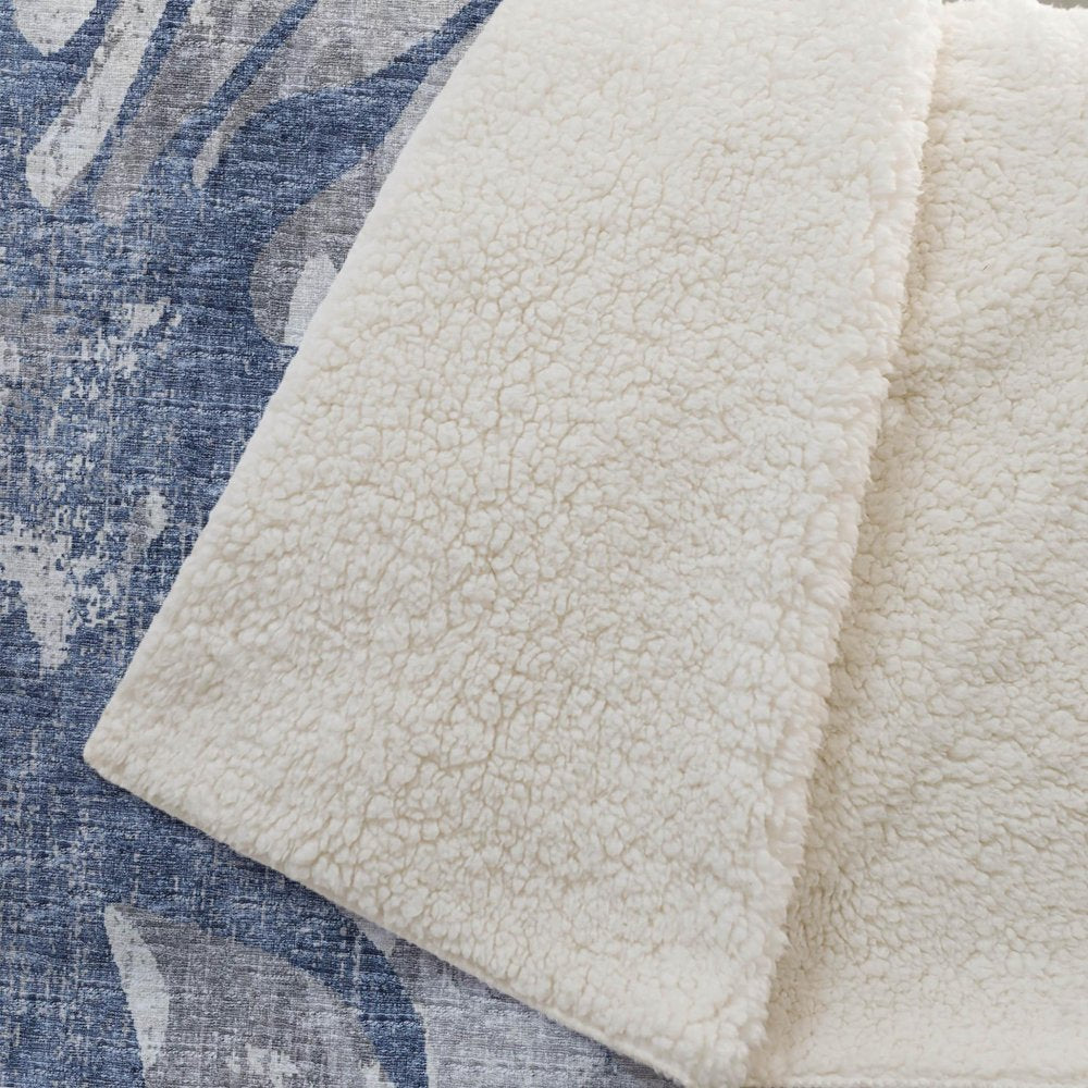 50" X 70" Blue And Gray Abstract Polyester Woven Plush Throw Blanket HomeRoots