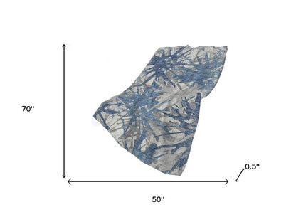 50" X 70" Blue And Gray Abstract Polyester Woven Plush Throw Blanket HomeRoots