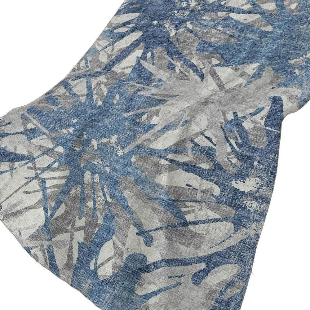50" X 70" Blue And Gray Abstract Polyester Woven Plush Throw Blanket HomeRoots