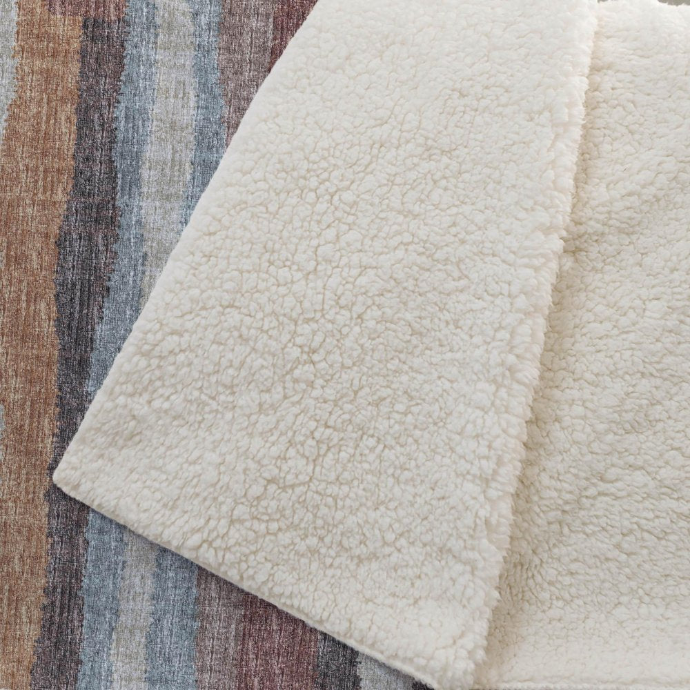 50" X 70" Rust Blue And Beige Abstract Polyester Woven Plush Throw Blanket HomeRoots