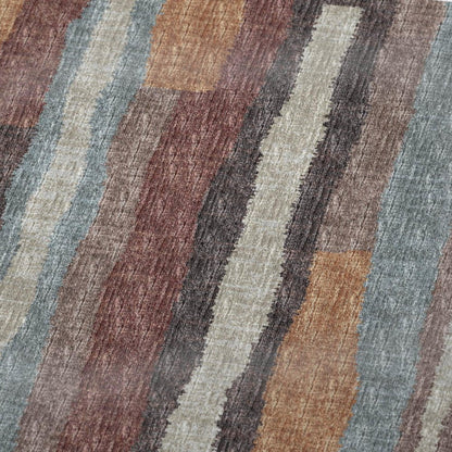 50" X 70" Rust Blue And Beige Abstract Polyester Woven Plush Throw Blanket HomeRoots