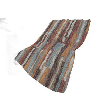 50" X 70" Rust Blue And Beige Abstract Polyester Woven Plush Throw Blanket HomeRoots
