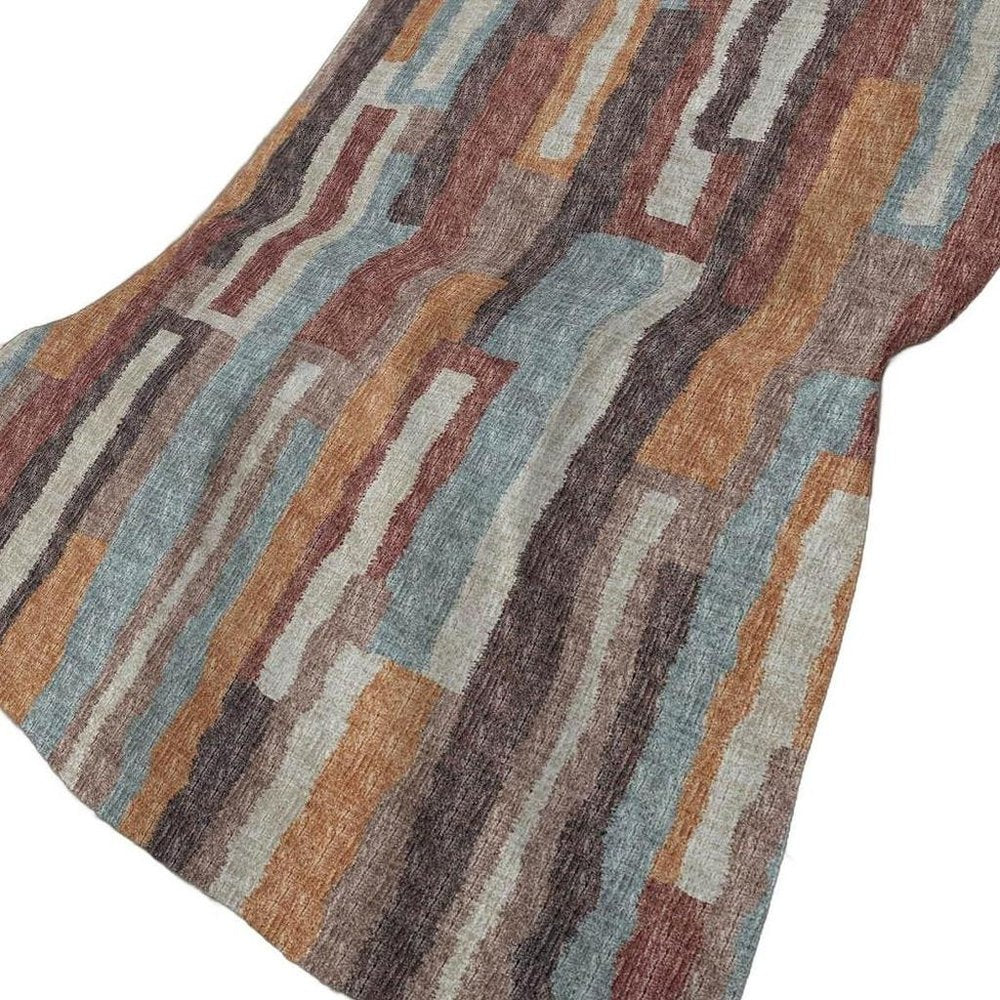 50" X 70" Rust Blue And Beige Abstract Polyester Woven Plush Throw Blanket HomeRoots