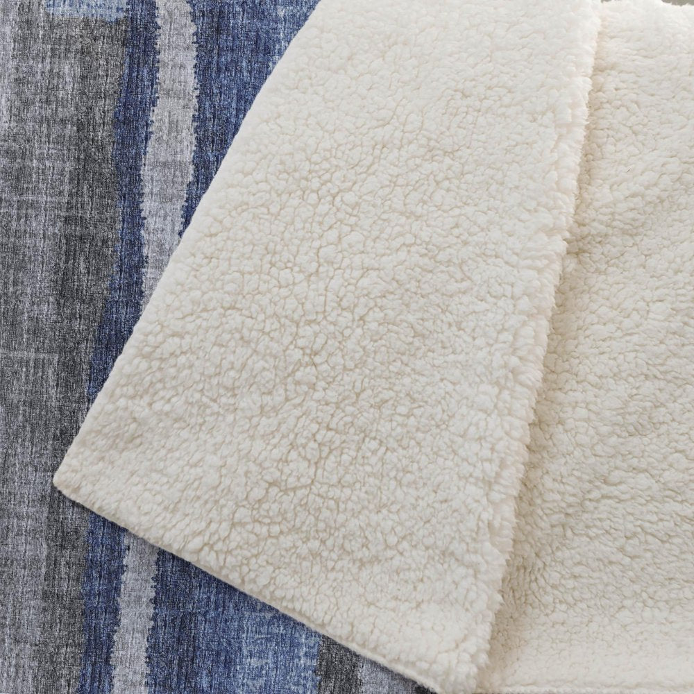 50" X 70" Blue And Gray Abstract Polyester Woven Plush Throw Blanket HomeRoots