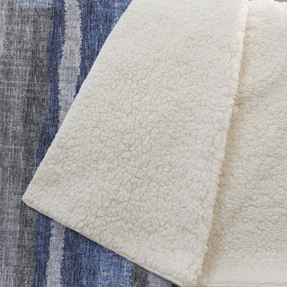 50" X 70" Blue And Gray Abstract Polyester Woven Plush Throw Blanket HomeRoots