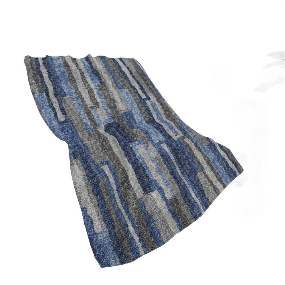 50" X 70" Blue And Gray Abstract Polyester Woven Plush Throw Blanket HomeRoots