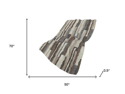 50" X 70" Chocolate And Gray Abstract Plush Throw Blanket HomeRoots