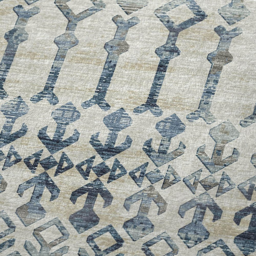 50" X 70" Ivory And Teal Geometric Microfiber Plush Throw Blanket HomeRoots