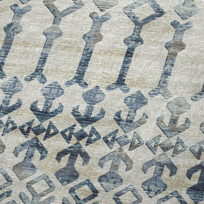 50" X 70" Ivory And Teal Geometric Microfiber Plush Throw Blanket HomeRoots
