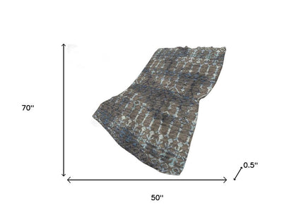 50" X 70" Chocolate And Blue Geometric Plush Throw Blanket HomeRoots