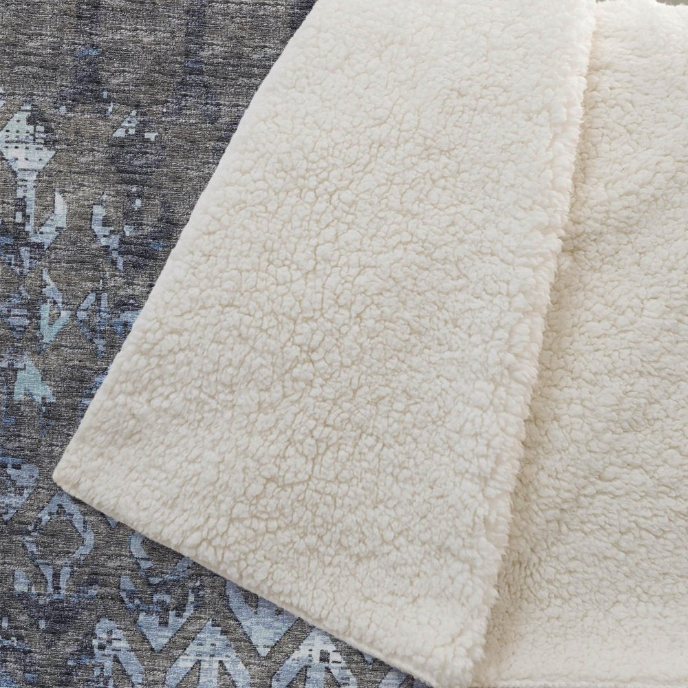 50" X 70" Chocolate And Blue Geometric Plush Throw Blanket HomeRoots