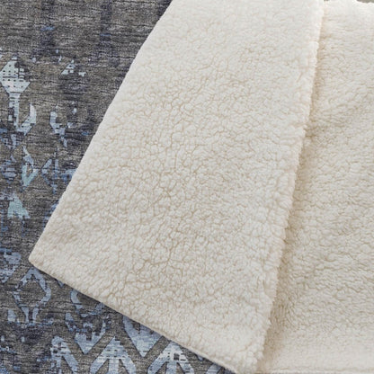 50" X 70" Chocolate And Blue Geometric Plush Throw Blanket HomeRoots